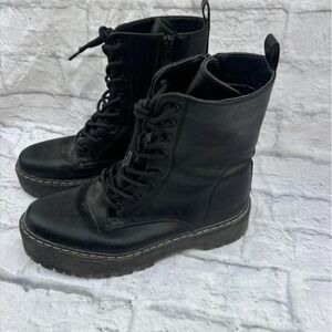 Black Unlisted Retro Platform Combat Boots